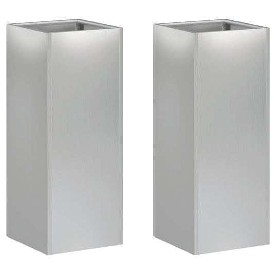 Garden Planter 2 pcs Silver 20 x 20 x 50 cm Galvanised Steel Garden Planter 2 pcs Silver 20 x 20 x 50 cm Galvanised Steel
