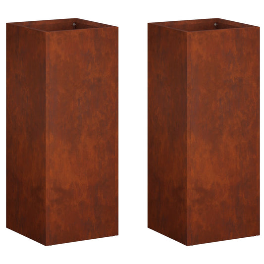 Garden Planter 2 pcs Rusty 20 x 20 x 50 cm Weathering Steel Garden Planter 2 pcs Rusty 20 x 20 x 50 cm Weathering Steel