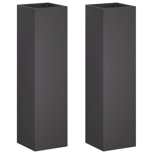 Garden Planter 2 pcs Black 20 x 20 x 75 cm Cold-rolled Steel Garden Planter 2 pcs Black 20 x 20 x 75 cm Cold-rolled Steel