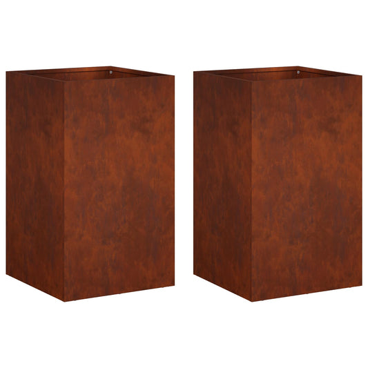 Garden Planter 2 pcs Rusty 30 x 30 x 40 cm Weathering Steel Garden Planter 2 pcs Rusty 30 x 30 x 40 cm Weathering Steel