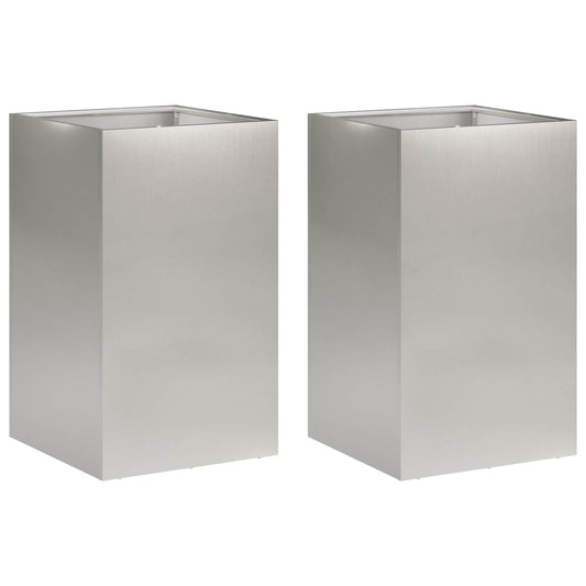 Garden Planter 2 pcs Silver 30 x 30 x 50 cm Stainless Steel Garden Planter 2 pcs Silver 30 x 30 x 50 cm Stainless Steel