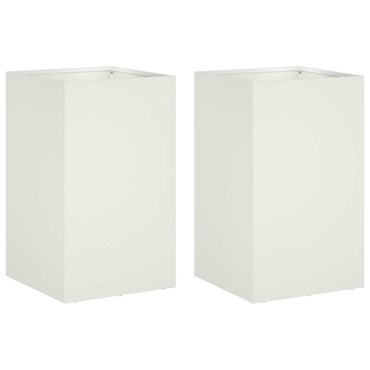 Garden Planter 2 pcs White 40 x 40 x 50 cm Cold-rolled Steel Garden Planter 2 pcs White 40 x 40 x 50 cm Cold-rolled Steel