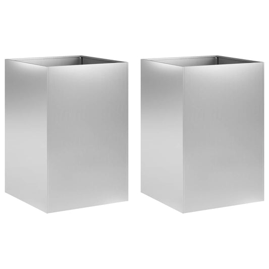 Garden Planter 2 pcs Silver 50 x 50 x 75 cm Galvanised Steel Garden Planter 2 pcs Silver 50 x 50 x 75 cm Galvanised Steel