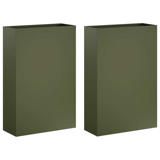 Garden Planter 2 pcs Olive Green 40 x 20 x 75 cm Garden Planter 2 pcs Olive Green 40 x 20 x 75 cm