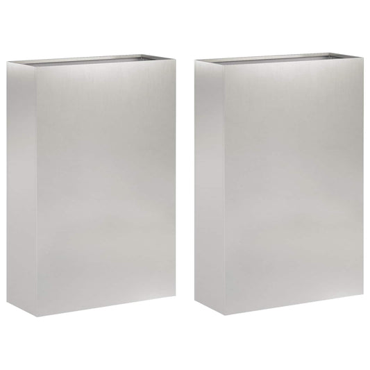 Garden Planter 2 pcs Silver 50 x 20 x 75 cm Stainless Steel Garden Planter 2 pcs Silver 50 x 20 x 75 cm Stainless Steel