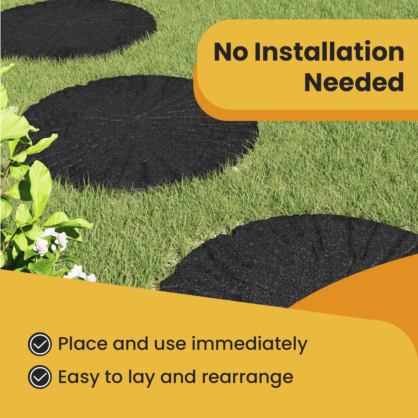 Stepping Stone 6 pcs Black Ø 45 x 1.8 cm Rubber