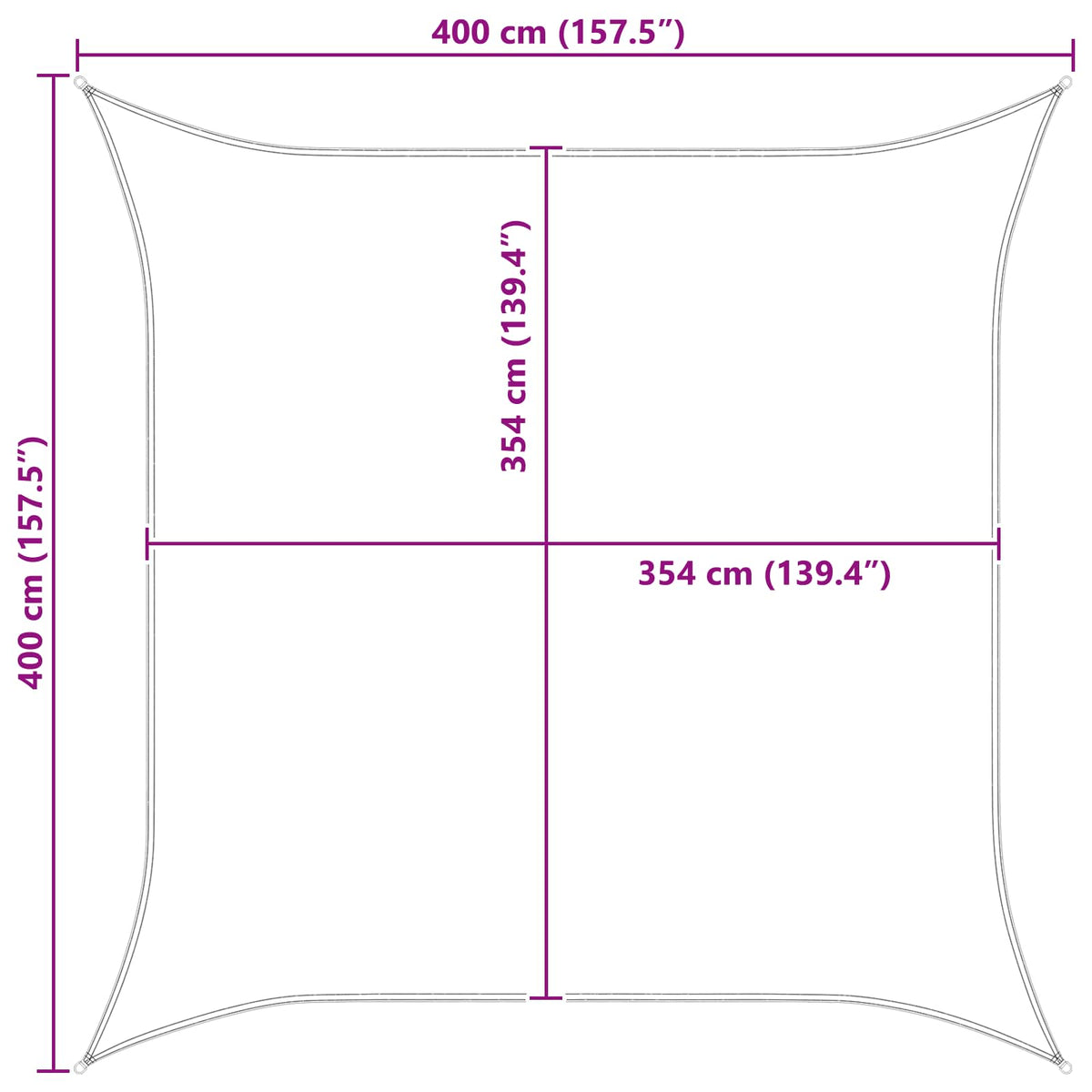 Sun Shade Sail 4 x 4 m 100% Polyester Oxford Square