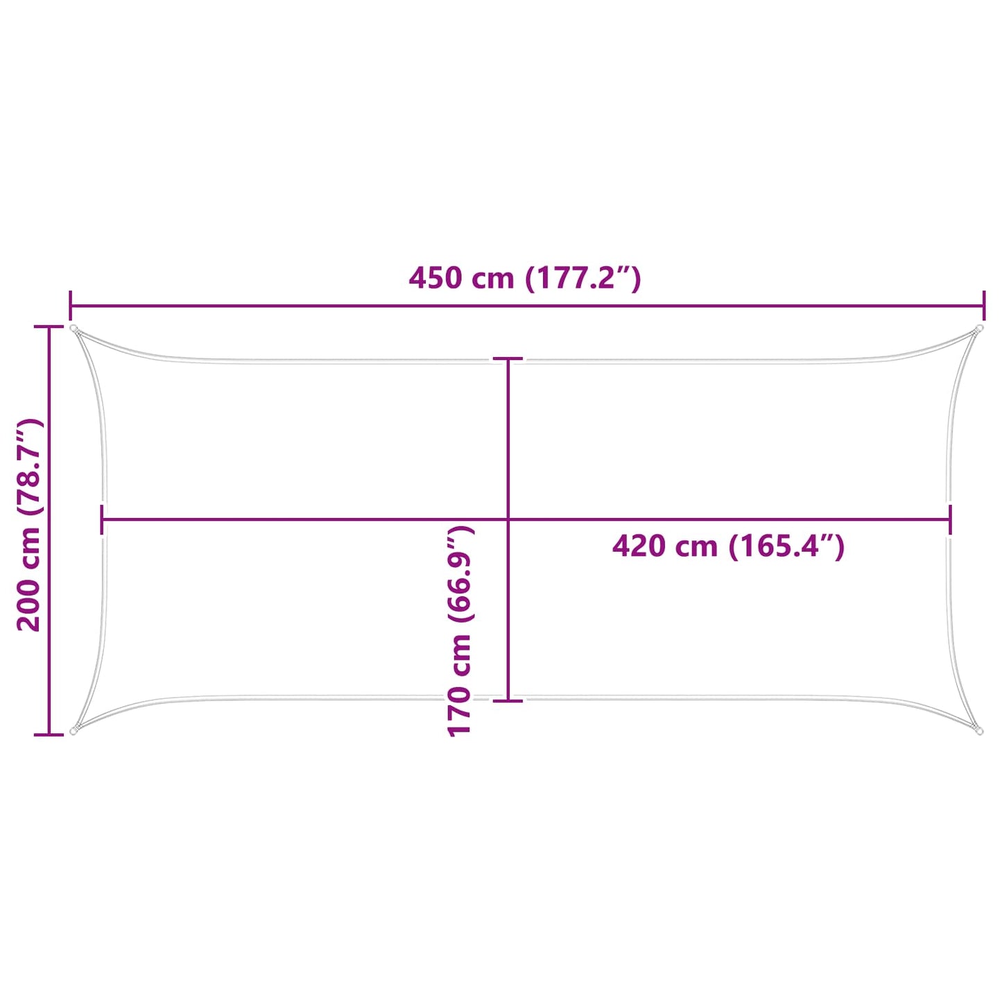 Sun Shade Sail Yellow and White 4,5 x 2 m 100% Polyester Oxford