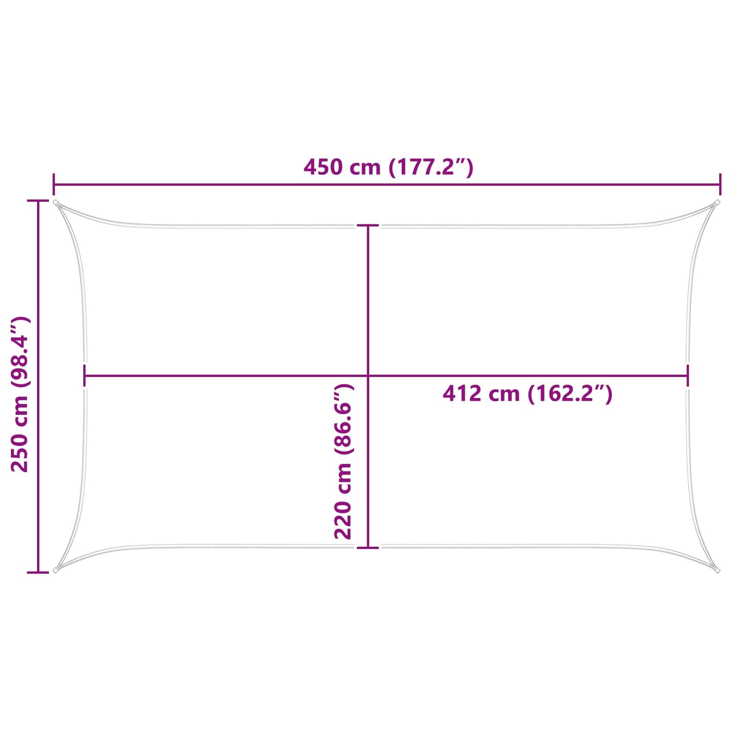 Sun Shade Sail 4,5 x 2,5 m 100% Polyester Oxford Rectangular