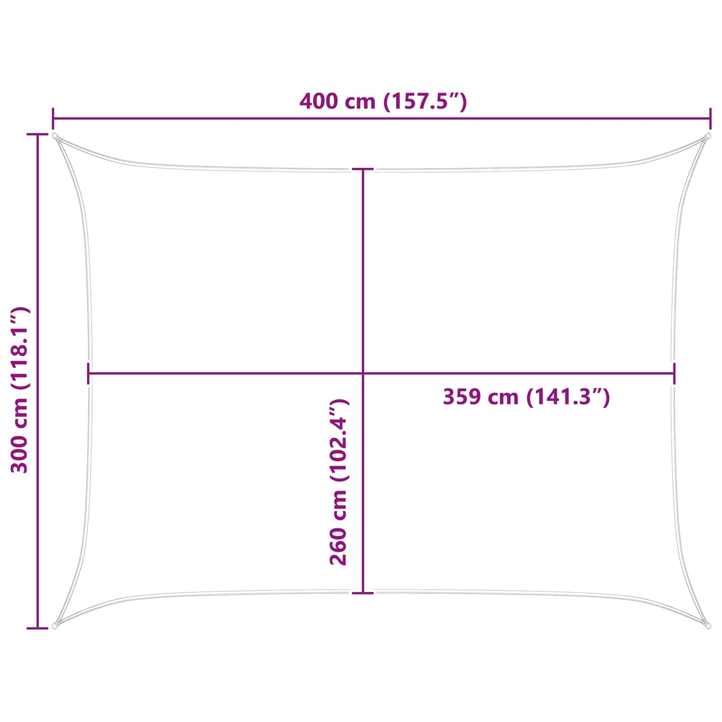 Sun Shade Sail Yellow and White 4 x 3 m 100% Polyester Oxford
