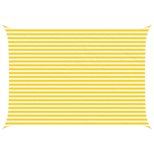 Sun Shade Sail Yellow and White 3.5 x 5 m 100% Polyester Oxford Sun Shade Sail Yellow and White 3.5 x 5 m 100% Polyester Oxford