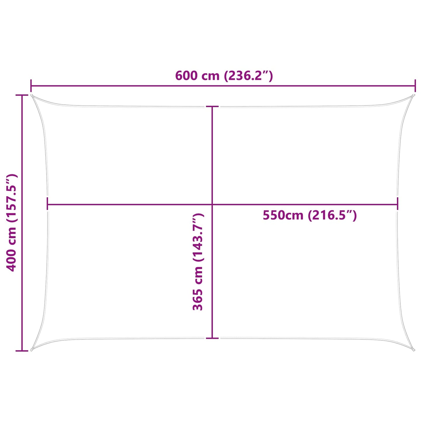 Sun Shade Sail Yellow and White 6 x 4 m 100% Polyester Oxford