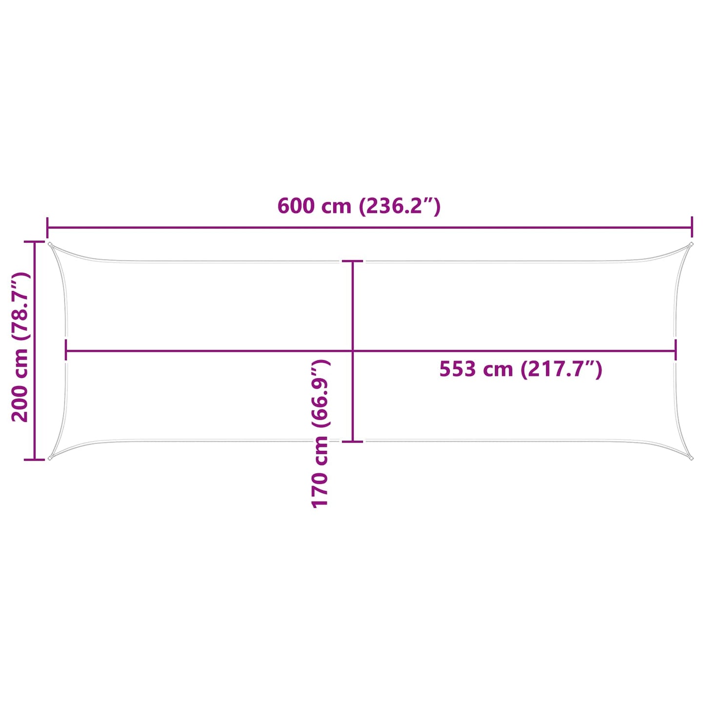 Sun Shade Sail Blue and White 6 x 2 m 100% Polyester Oxford