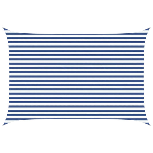 Sun Shade Sail Blue and White 3 x 4.5 m 100% Polyester Oxford Sun Shade Sail Blue and White 3 x 4.5 m 100% Polyester Oxford