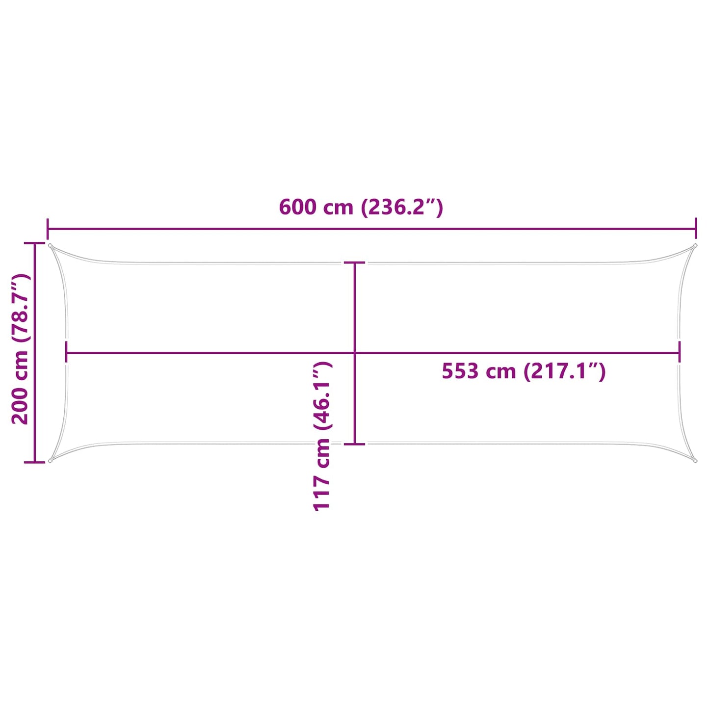 Sun Shade Sail Light Grey and White 6 x 2 m