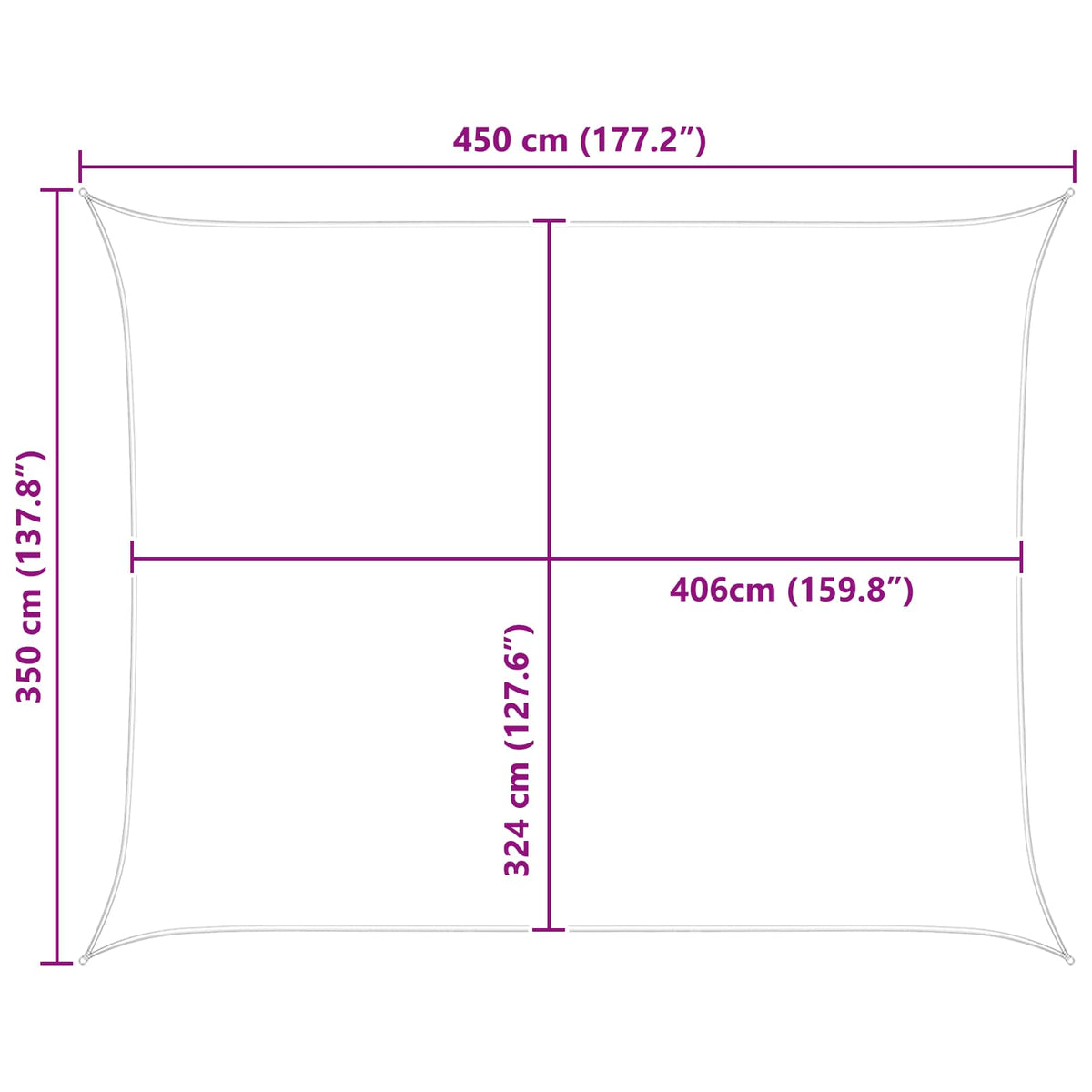 Sun Shade Sail Light Grey and White 3.5 x 4.5 m
