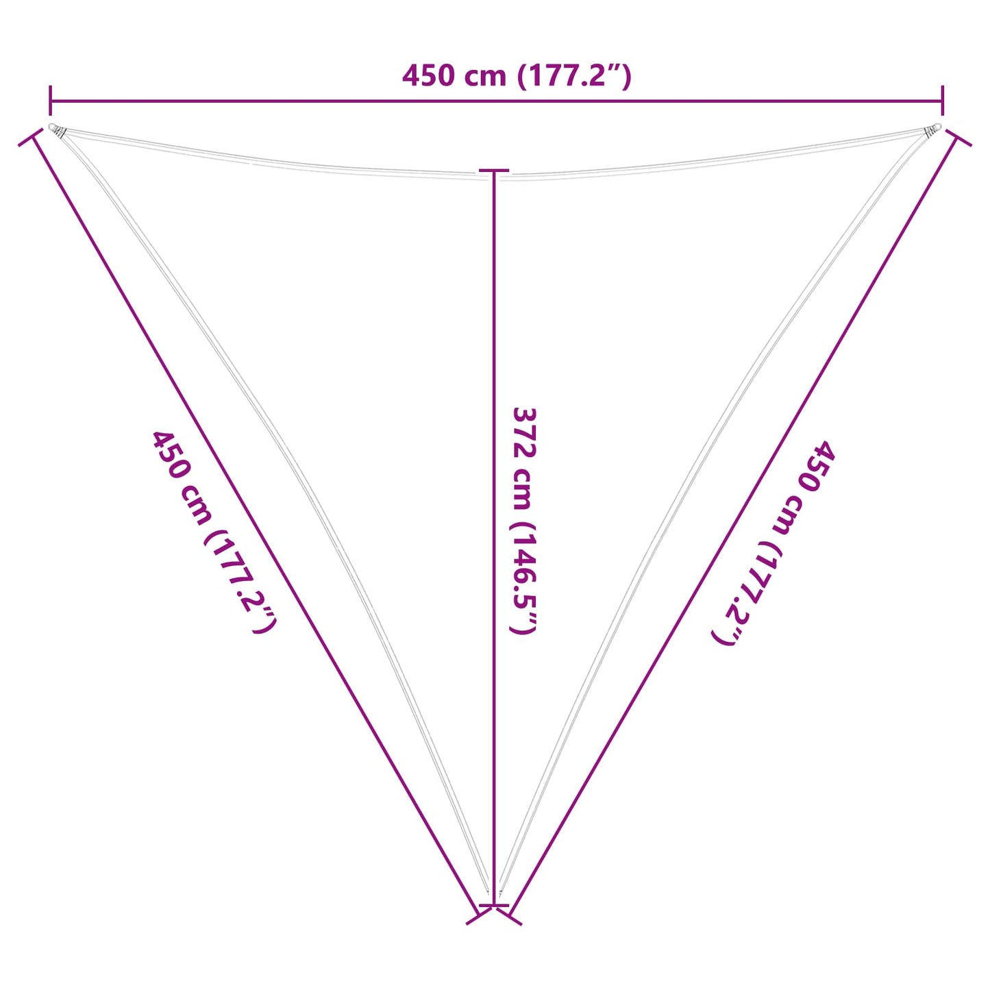 Sun Shade Sail Light Grey and White 4.5 x 4.5 x 4.5 m