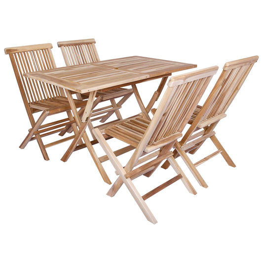 Garden Furniture Set 5 pcs Natural Solid Teak Wood Garden Furniture Set 5 pcs Natural Solid Teak Wood