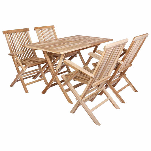 Garden Furniture Set 5 pcs Natural Solid Teak Wood Garden Furniture Set 5 pcs Natural Solid Teak Wood