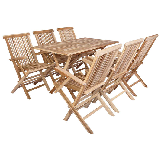 Garden Furniture Set 7 pcs Natural Solid Teak Wood Garden Furniture Set 7 pcs Natural Solid Teak Wood