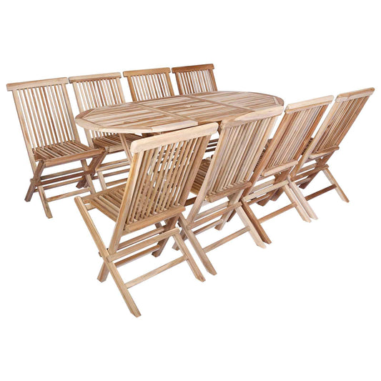 Garden Furniture Set 9 pcs Natural Solid Teak Wood Garden Furniture Set 9 pcs Natural Solid Teak Wood