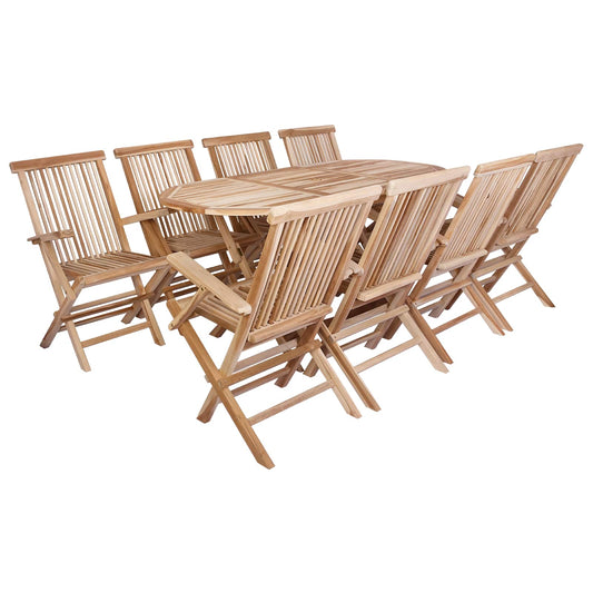 Garden Furniture Set 9 pcs Natural Solid Teak Wood Garden Furniture Set 9 pcs Natural Solid Teak Wood