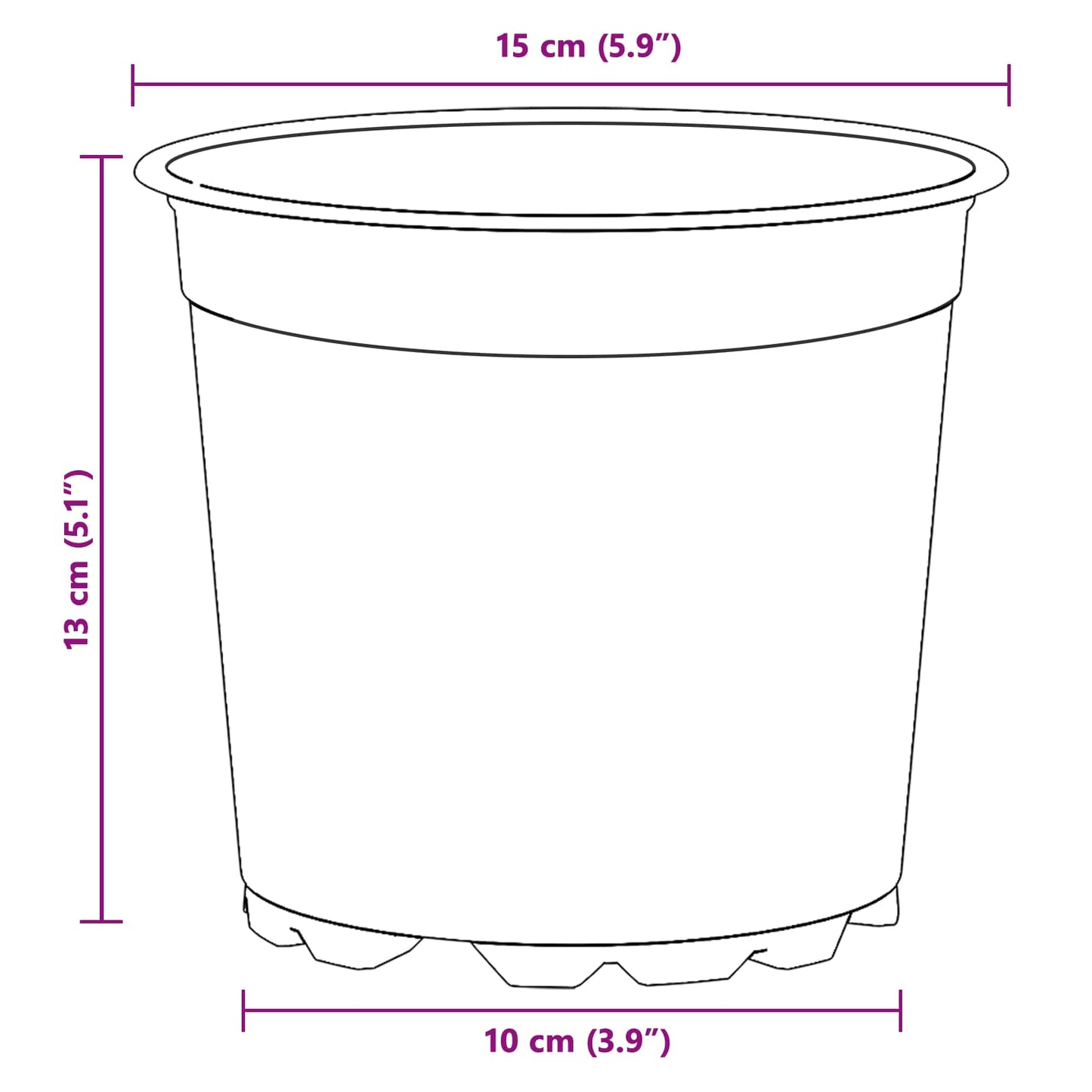 Round Flower Pot 50 pcs Terracotta Ø 15 x 13 cm Plastic