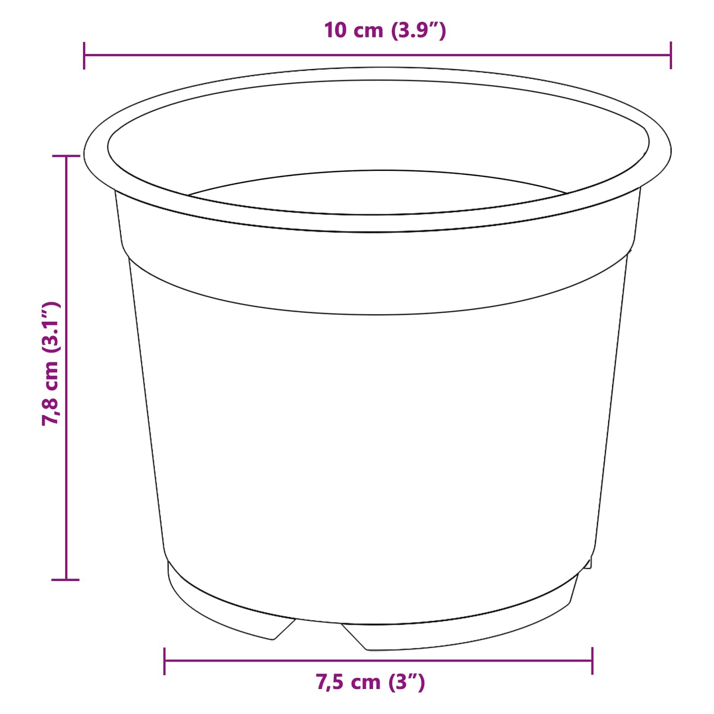 Round Flower Pot 100 pcs Black Ø 10 x 8 cm Plastic