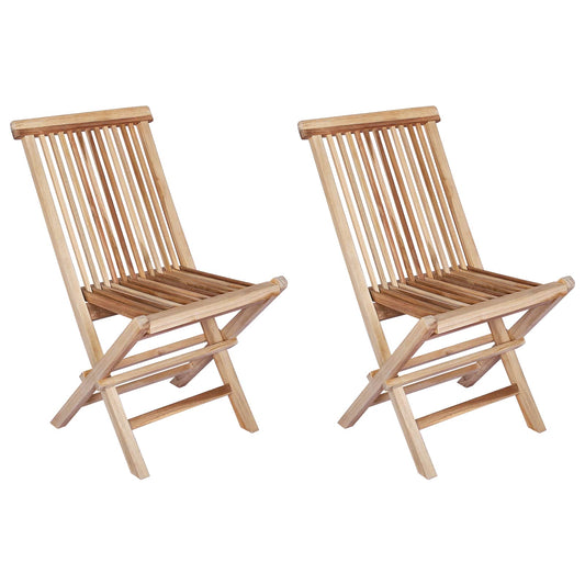 Folding Garden Chair 2 pcs Natural Solid Teak Wood Folding Garden Chair 2 pcs Natural Solid Teak Wood
