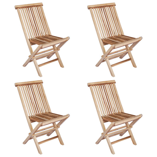 Folding Garden Chair 4 pcs Natural Solid Teak Wood Folding Garden Chair 4 pcs Natural Solid Teak Wood