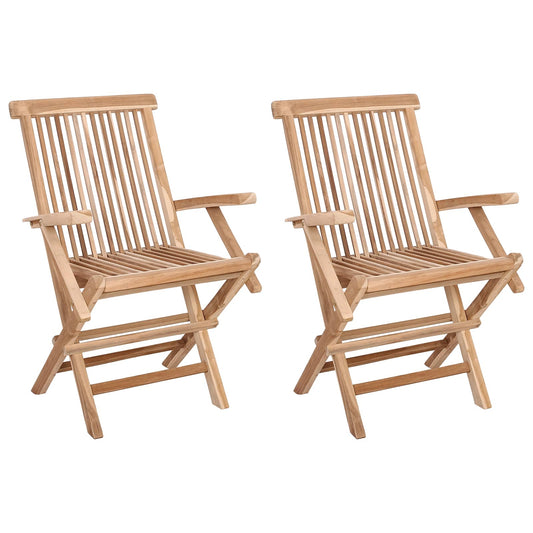 Folding Garden Chair 2 pcs Natural Solid Teak Wood Folding Garden Chair 2 pcs Natural Solid Teak Wood