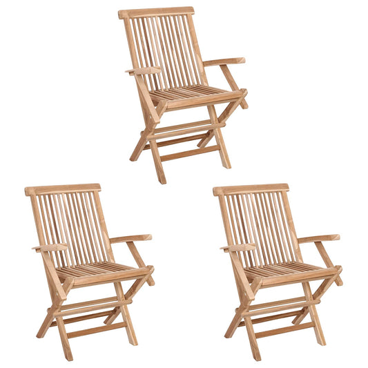 Folding Garden Chair 3 pcs Natural Solid Teak Wood Folding Garden Chair 3 pcs Natural Solid Teak Wood