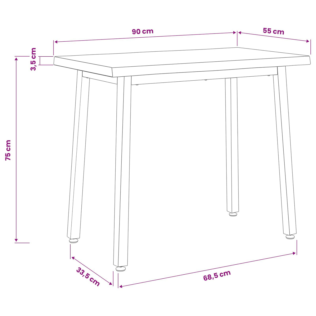 90 x 55 x 75 cm Solid Acacia Wood White Rectangular