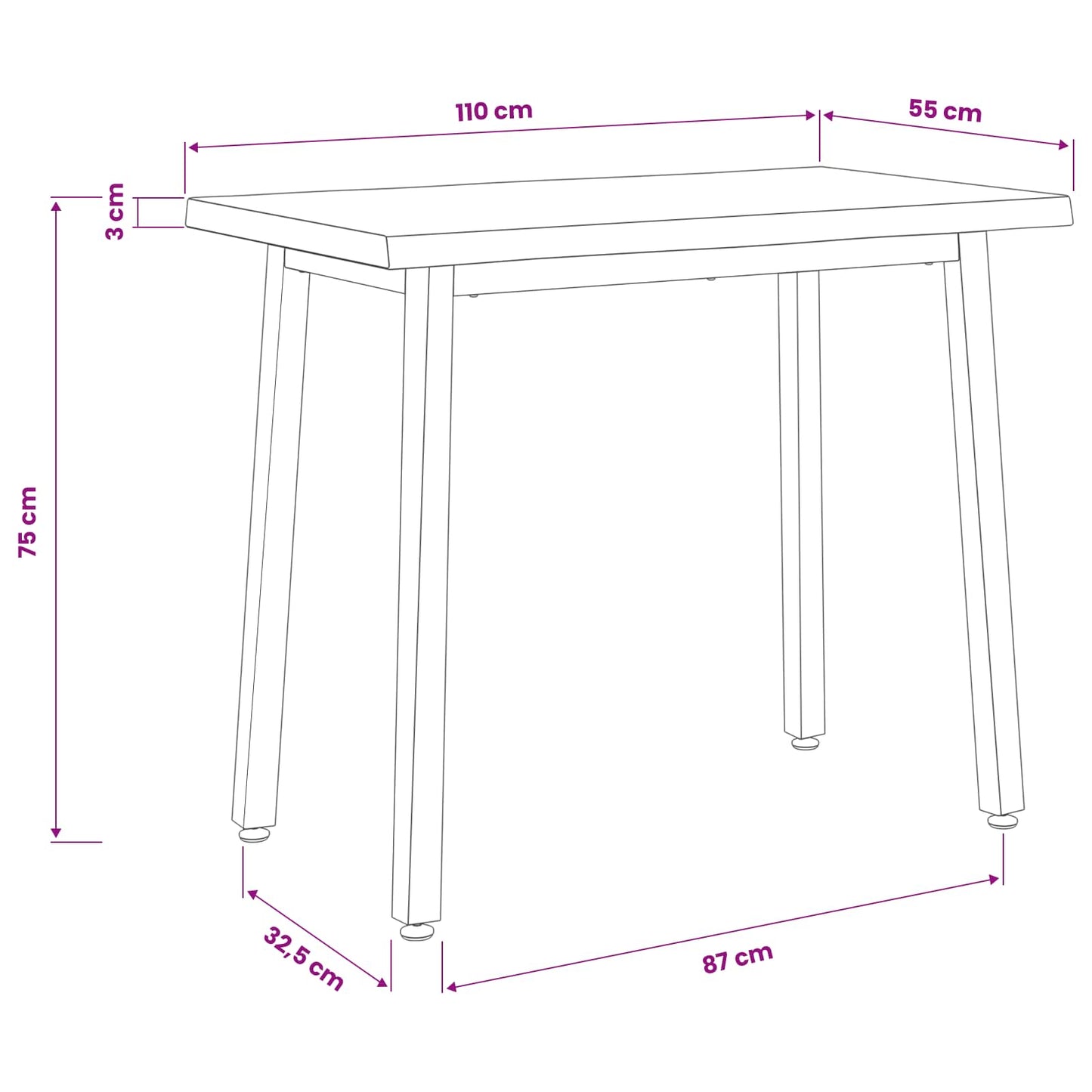 110 x 55 x 75 cm Solid Acacia Wood Natural and White