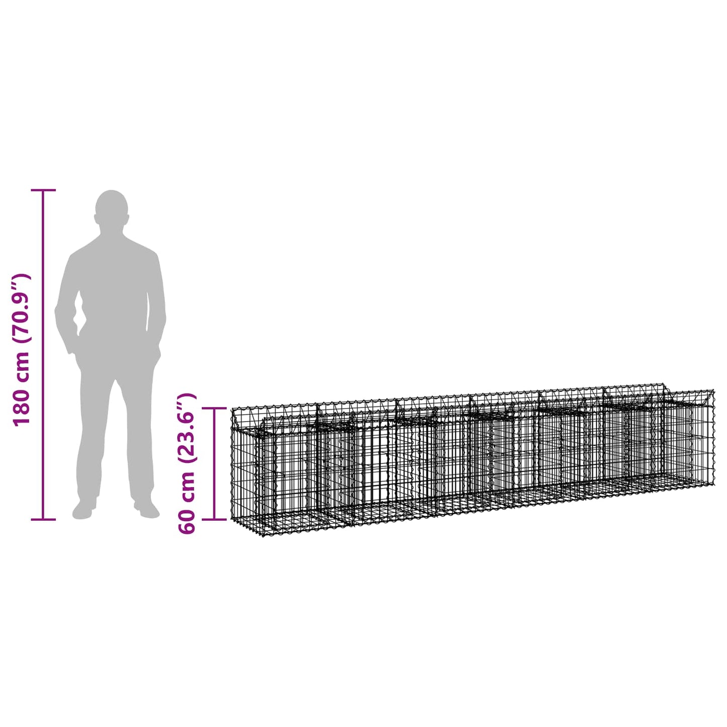 Gabion Raised Bed 2 pcs Silver