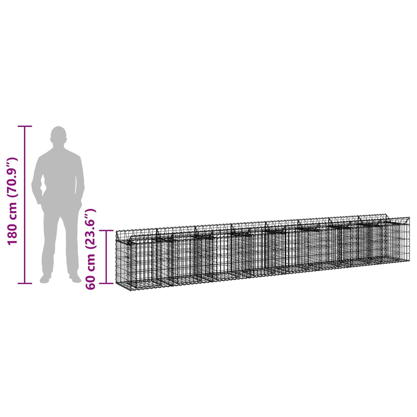 Gabion Raised Bed 2 pcs Silver