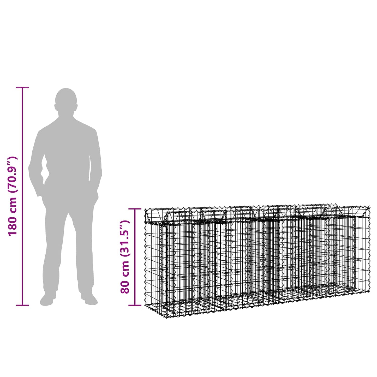 Gabion Raised Bed 2 pcs Silver