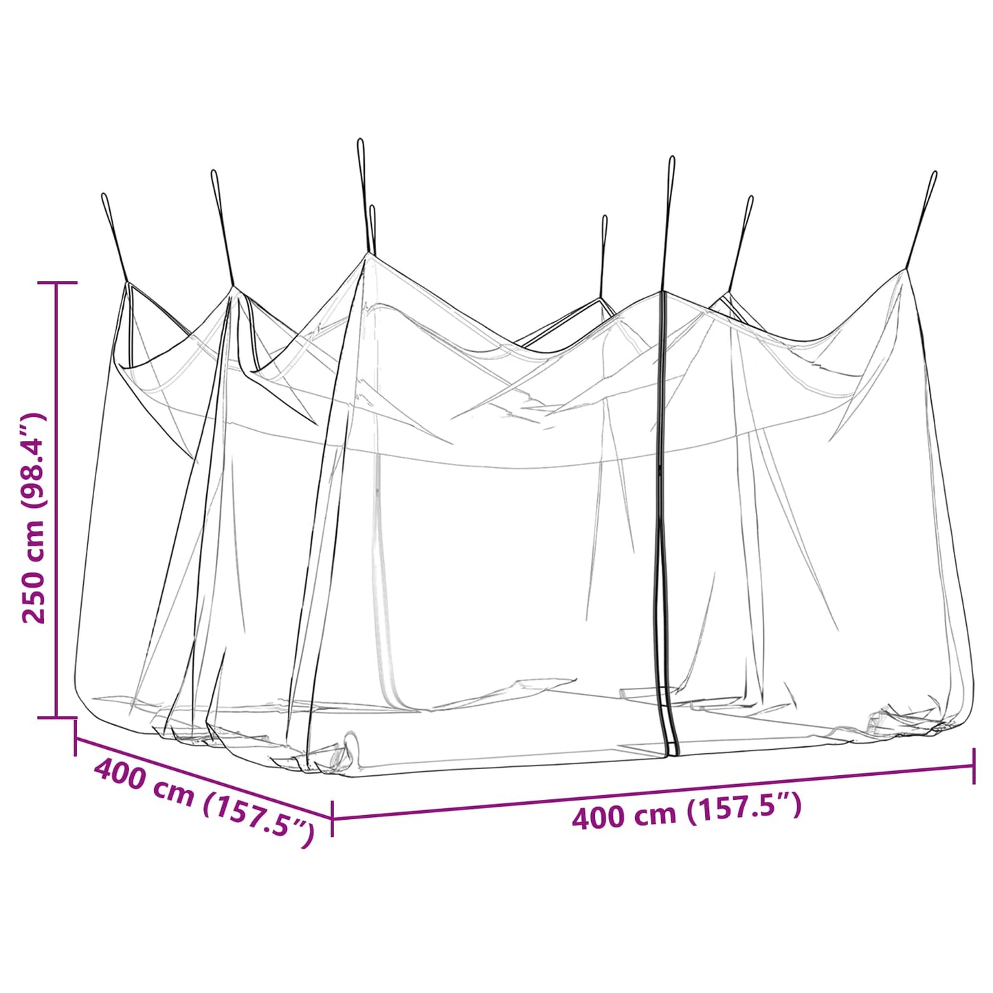 Garden Mosquito Net 156 Mesh Black 4 x 4 x 2.5 m Polyester