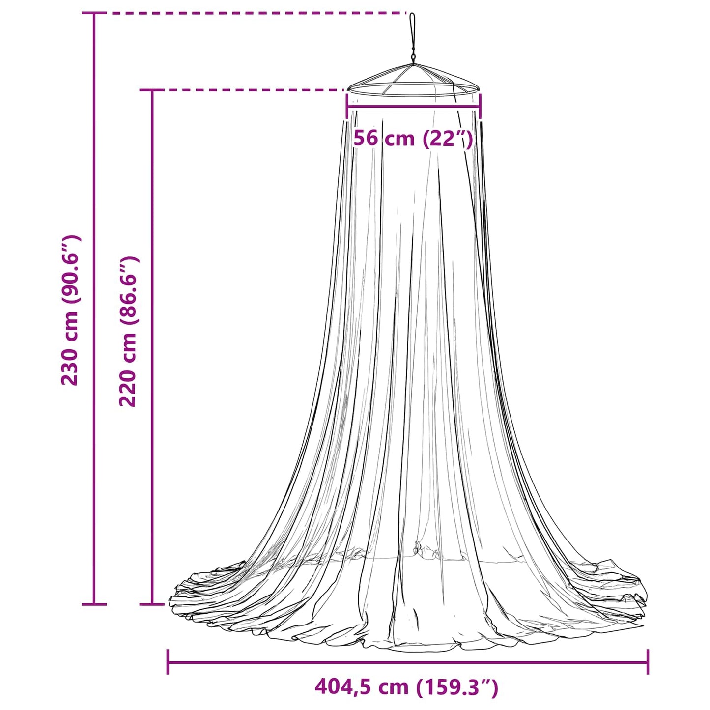 Mosquito Net for Bed 3 pcs 156 mesh White Ø56 x 220 cm