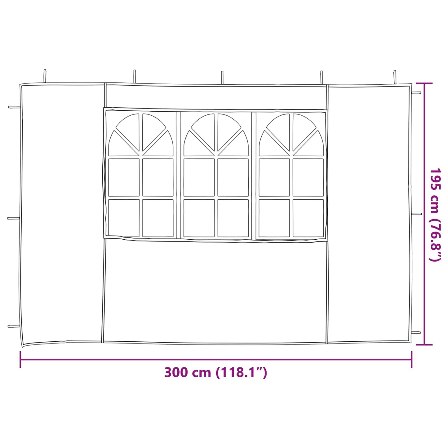 Party Tent Sidewall 2 pcs 300 x 195 cm Red PE and Steel