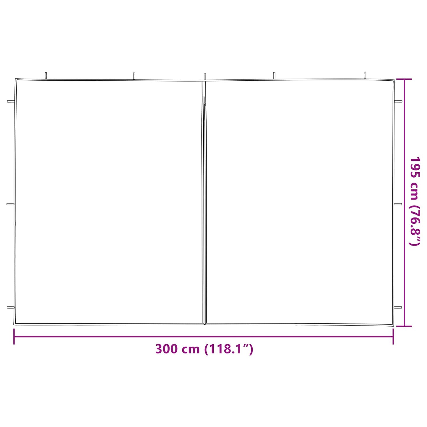 Party Tent Sidewall 2 pcs Red 300 x 195 cm PE and Steel