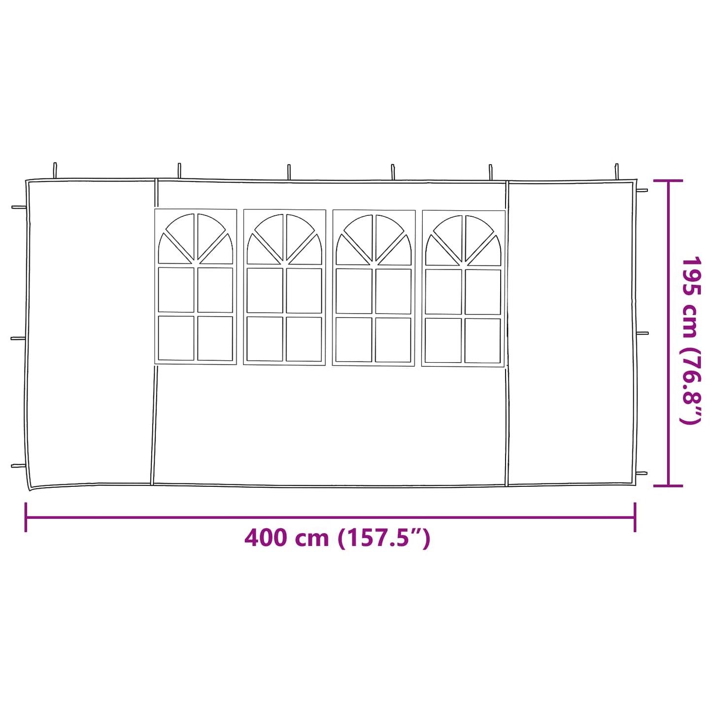 Party Tent Sidewall 2 pcs 400 x 195 cm Light Grey PE and Steel