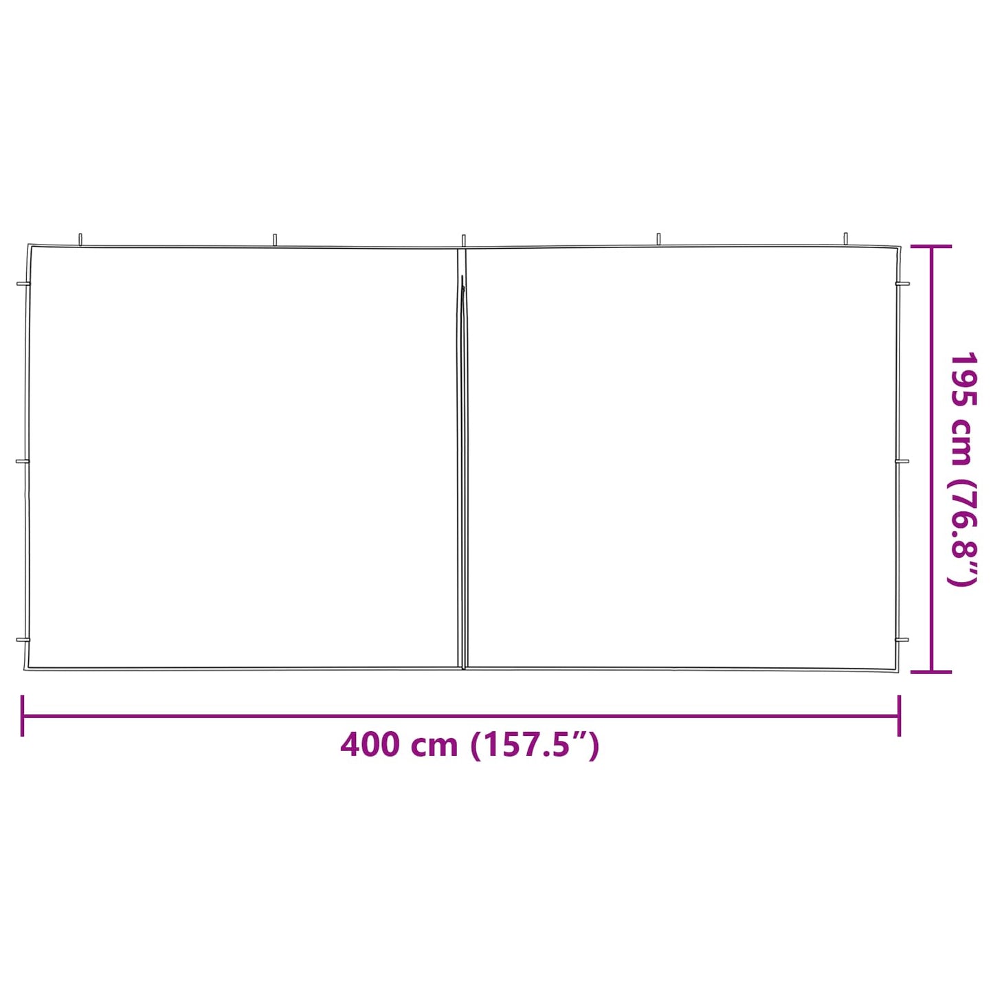 Party Tent Sidewall 2 pcs Light Grey 400 x 195 cm PE and Steel