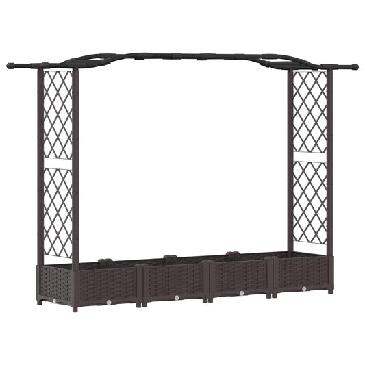 Raised Bed with Trellis and Roof Brown 207 x 40 x 123 cm PP Raised Bed with Trellis and Roof Brown 207 x 40 x 123 cm PP
