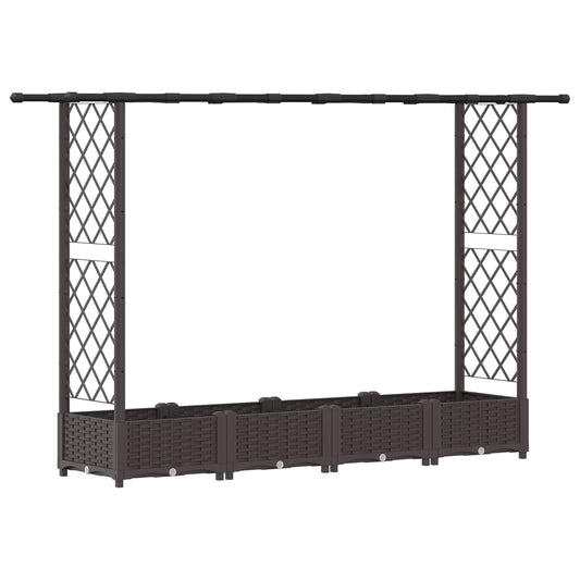 Raised Bed with Trellis and Roof Brown 203 x 40 x 121 cm PP Raised Bed with Trellis and Roof Brown 203 x 40 x 121 cm PP
