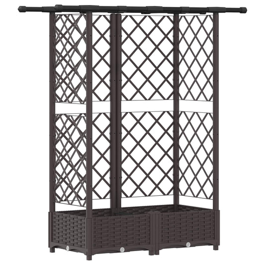Raised Bed with Trellis and Roof Brown 124 x 40 x 121 cm PP Raised Bed with Trellis and Roof Brown 124 x 40 x 121 cm PP