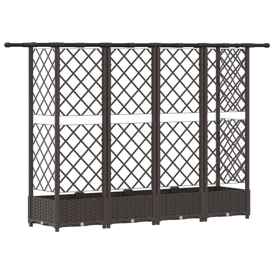 Raised Bed with Trellis and Roof Brown 202.5 x 40 x 121 cm PP Raised Bed with Trellis and Roof Brown 202.5 x 40 x 121 cm PP