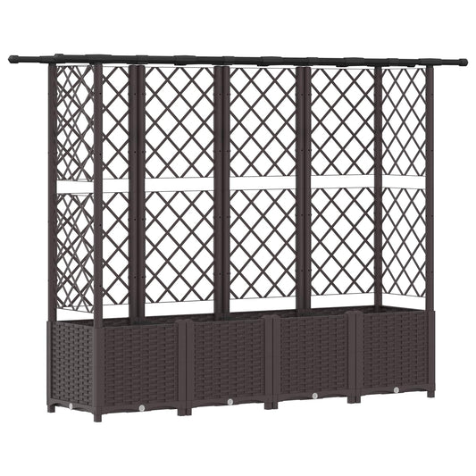 Raised Bed with Trellis and Roof Brown 202 x 40 x 136 cm PP Raised Bed with Trellis and Roof Brown 202 x 40 x 136 cm PP