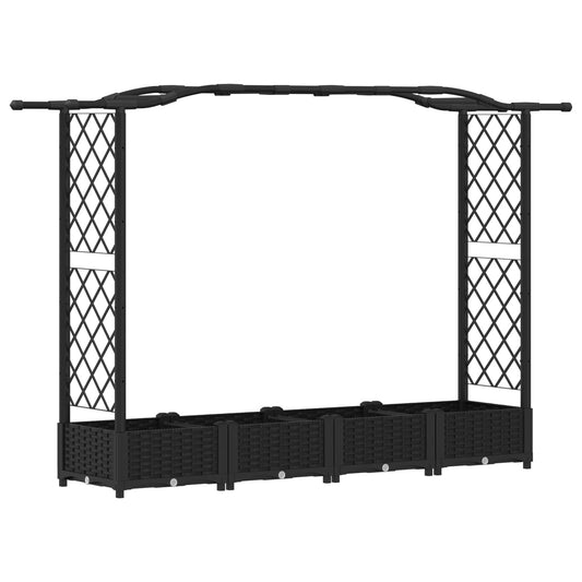 Raised Bed with Trellis and Roof Black 207 x 40 x 123 cm PP Raised Bed with Trellis and Roof Black 207 x 40 x 123 cm PP