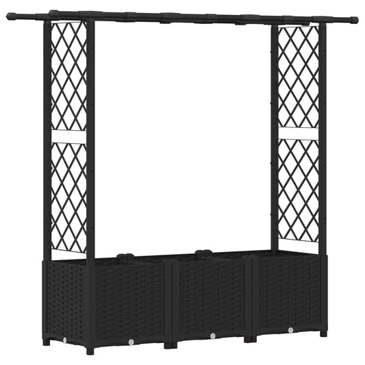 Raised Bed with Trellis and Roof Black 162.5 x 40 x 136 cm PP Raised Bed with Trellis and Roof Black 162.5 x 40 x 136 cm PP